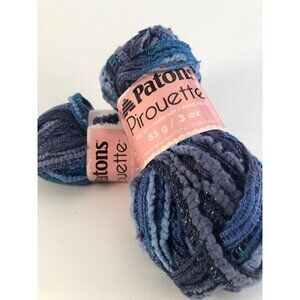 Lot of 2 Skeins: Patons Pirouette 17 yards. Color: Midnight Blue Shimmer